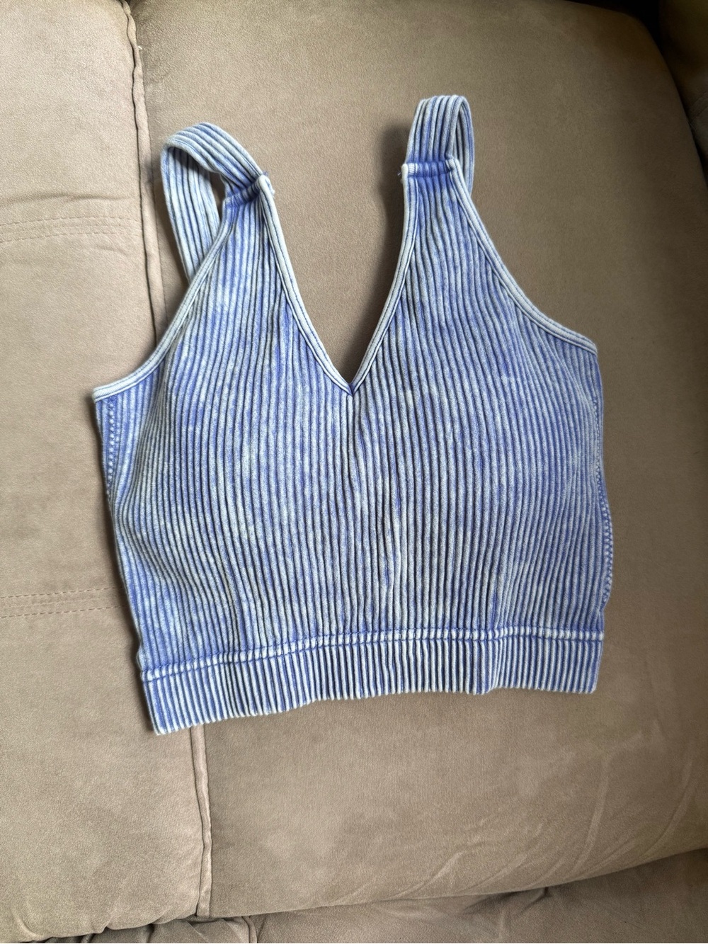 Zenana Outfitters Ribbed V-Neck Brami - Light Blue